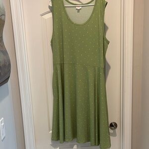 LuLaRoe Olive Dress with Yellow Diamond Pattern 2x